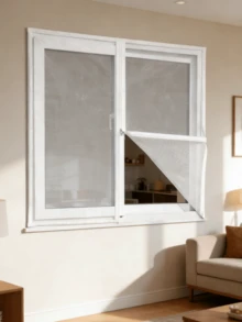 1 pieza Mosquitera invisible! Malla de alta densidad, transpirable, adecuada para dormitorio, sala de estar, oficina, anti-insectos - Blanco - Ver 2