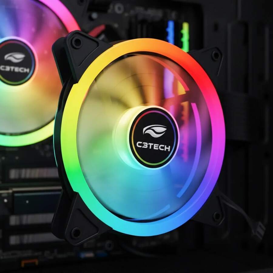 Fan Cooler Argb 6 Pins Single Ring 120mm 12cm Controllable F11-L220RGB C3Tech Gamer - ARGB - 查看 1