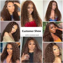 NARNI Chocolate Brown Deep Wave Lace Front Wigs Human Hair 13x6 Hd Curly Lace Frontal Wigs For Women Pre Plucked Wet And Wavy Glueless Human Hair Wig 4# Dark Brown Lace Frontal Wig With Baby Hair - S4 - 查看 10