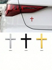 1 pieza Pegatina de parachoques de coche con cruz de metal, decoración trasera de coche, pegatina protectora contra arañazos - Multicolor - Ver 12