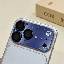 Apple 17 Pro Max/17 Pro Metal Lens CD Texture Rhinestone Camera Lens Protector Film, Anti-Scratch, Anti-Drop, Shiny Rhinestone Design - Orange - View 9