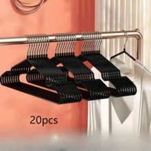 1pc/10pcs/20pcs/40pcs/60pcs Adult Seamless Non-Slip Stainless Steel Clothes Hangers, Home Use - Black - View 12