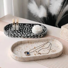 1pc Oval Modern Shell Tray, Surface Coated With Melted Paint - Suitable For Christmas, Halloween, Thanksgiving, Valentine's Day And Other Occasions - Multicolor - View 2
