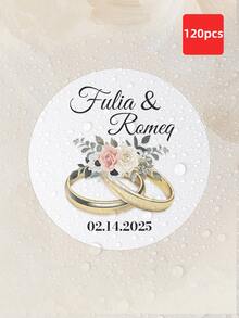 1-120件客製化婚禮貼紙 訂婚裝飾標籤 個性化婚禮防水貼紙 用於接待會 邀請函 禮品包裝 信封封口 - 彩色 - 查看 43
