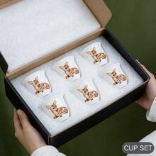 Bộ 6/12 tách cà phê Ả Rập họa tiết hươu, có chữ Ả Rập bên trong, thích hợp làm quà tặng Eid và bộ trà chiều. - Nhiều màu - Xem 6