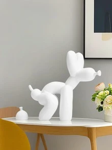 1pc Creative And Funny Balloon Dog Sculpture, Modern Art Squatted Balloon Dog Animal Decoration Statue, Suitable For Indoor Living Room, Farmhouse, Bedroom, Office, Cabinet, Shelf And Closet Decoration Best Gifts Birthday Graduation - Black - View 5