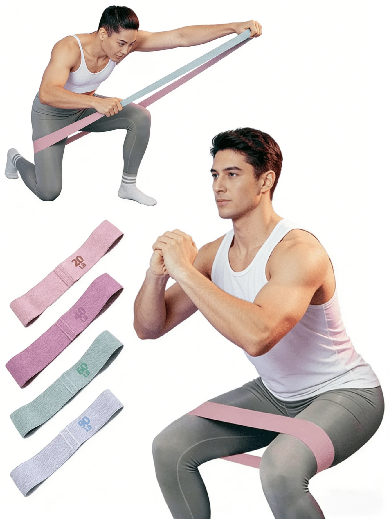 1/2pcs Elastic Resistance Bands, Yoga/Fitness Booty Bands, Glute Activation Bands, Gym Training Loops, Yoga Exercise Equipment, Tension Bands - Multicolor - View 1