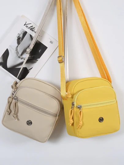 New Women's Minimalist Small Square Bag, Multi-Pocket Waist Pouch, Fashion Casual Crossbody Bag With Adjustable Shoulder Strap And Zipper Closure, Compact And Portable For Daily Outings