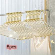 Transparent Gold Powder Acrylic Crystal Clothes Hanger, Seamless Plastic Garment Hanger, Women's Clothing Organizer - Gold - View 11