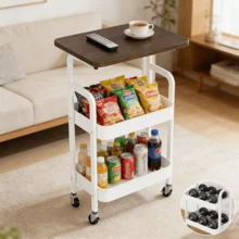 Lislark 3 Tier Storage Trolley Cart Kitchen Utility Rolling Rack Tray Shelf On Wheels (44*30*77cm) - View 4