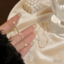 1pc High-Quality European & American Cubic Zirconia Copper 18K Gold Plated Four-Leaf Clover Fully Paved Luxury Women Bracelet, Jewelry Accessory Gift - Yellow Gold - View 3