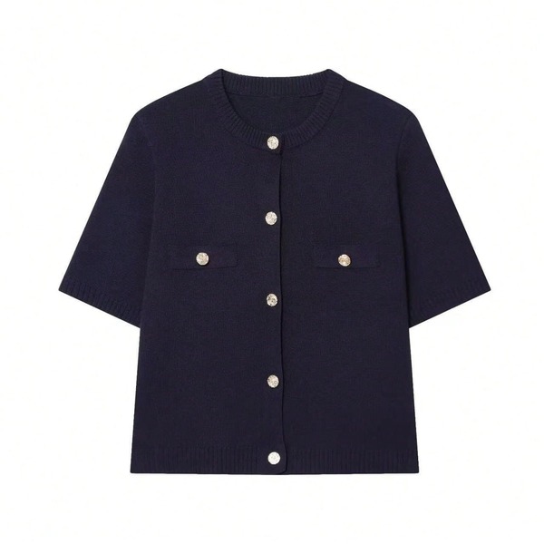 DEEKA Summer New Arrival Women Fashion Minimalist Versatile Short Sleeve Knit Top Spring