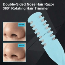 2pcs Double Sided Knife Nose Hair Trimmer With Storage Box Manual Portable Nose Hair Removal Razor Kit For Men And Women Washable 360 Degree Rotating Nose Hair Groomer Barber Salon Travel Essentials - 查看 2