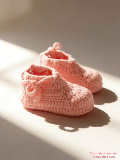 1 Pair Crochet Infant Booties, Handmade Knitted Prewalker Slippers For Indoor Floor Wear