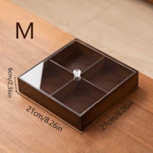 1 pieza Bandeja de madera de nogal con múltiples compartimentos y tapa, adecuada para aperitivos, postres, galletas, entradas, versátil para diversas ocasiones - Granate - Ver 10