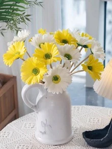 5/3 Stück künstliche afrikanische Gänseblümchen, künstliche afrikanische Gänseblümchen Seidenblumen, künstliche afrikanische Gänseblümchen Fake Sonnenblumen, Großpackung Fake Blumen Bouquet für Brautstrauß, Party, Heim-Dekoration, Küchenvase, Gartenbau, Herbst-Dekoration - mehrfarbig - Übersicht 9
