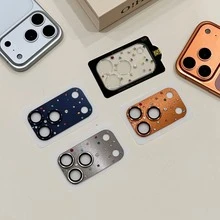 Apple 17 Pro Max/17 Pro Metal Lens CD Texture Rhinestone Camera Lens Protector Film, Anti-Scratch, Anti-Drop, Shiny Rhinestone Design - Orange - View 4
