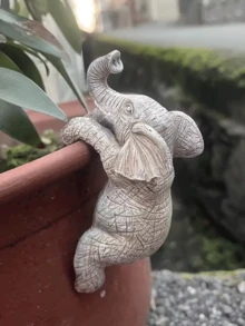 1个悬挂式大象花盆，适合送给大象爱好者，庭院花园动物装饰雕塑花盆，室内装饰，美观的房间装饰，卧室装饰，家居装饰，房屋装饰 - 小象 - 查看 5