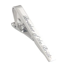 1pc Geometric Pattern Copper Tie Clip, All-Season Wedding Series, New Bride, Father/Mother-In-Law, Sibling, French Shirt Cufflink, Mirror Silver Font - Silver - View 11