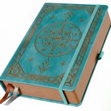 神秘罗盘日记本，PU皮革A5笔记本，320页横线内页，弹性封口和丝带书签 - 高级硬壳计划本，适用于日常写作、日记和馈赠 - A5 - 查看 15