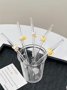 Cute Bear Shaped Transparent Glass Straws, Reusable For Milkshakes, Milk, Tea, Juice, Cocktails, Cold Drinks, Gifts For Girlfriend, Dessert Shops, Soft Drinks, Snack Bars, Office, Bars, Restaurants - View 5