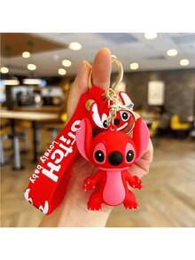 1pc Cute New Lilo & Stitch Stitch Keychain, Cartoon Anime Keyring, Backpack Hanging Decor, Phone Charm, Gift, Fashion Keychain, Key Organizer, Key Hook Accessory - A - View 4