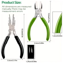 KLONKEE 5/3/1件套珠宝制作工具套装，包含3-10mm串珠钳、6合1多功能工具、2D精密钳、尼龙平嘴钳、弯嘴钳，适用于串珠、弯线和造型。 - 彩色 - 查看 2