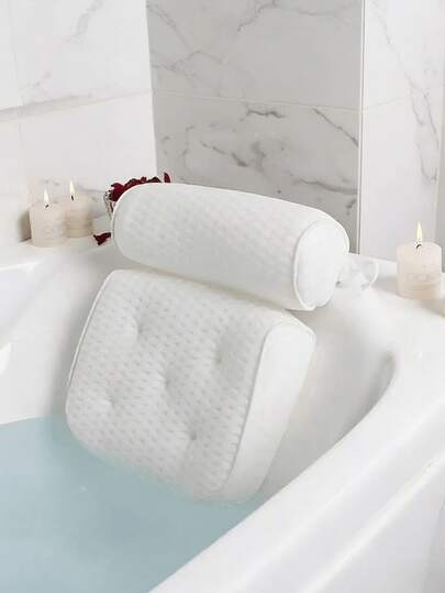 1/2 piezas Almohada para bañera con ventosa antideslizante, utilizada para el apoyo del cuello y la espalda, accesorios de baño para el hogar, almohada de malla 3D para bañera, almohada de spa, almohada de respaldo, utilizada para cepillado y exfoliación de la espalda, lavable a máquina, suave y cómoda, fácil de limpiar, viene con ventosa antideslizante