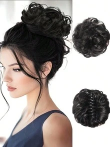 Synthetic Fiber Clip-On Bun Wig, Messy Updo, Realistic Wavy Curls, Loose Updo, Hair Extensions, 6 Inches, Suitable For Everyday Wear And Parties. - Multicolor - View 22