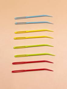 8pcs Curved Sewing Needles, Curved Design For Easy Front-Facing Operation, Hidden Stitching, Efficient. Large Eye Easily Threads Various Thick Yarns, Multi-Color For Convenient Storage, Suitable For Knitting, Fabric Crafts - Plastic Bend Needle - View 2