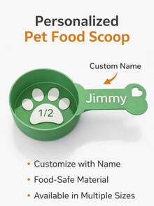 1pc Personalized Ergonomic PLA Pet Food Scoop, Modern Minimalist Style Custom Name Design Neutral Color Oval Deep Cup Design, Precise Control Of Pet Food Portion, Suitable For Daily Use, Home Kitchen Storage And All-Season Pet Care - Multicolor - View 1