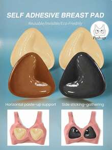 2 Packs Of Women's Triangle Double-Sided Self-Adhesive Breast Pads, Invisible Lifting Bra Pads, Reusable, Suitable For Sportswear, Swimwear, Etc. - Multicolor - View 2