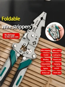 1 Pc 8-In-1 Foldable Multitool Pliers | Professional Wire Stripping, Cutting And Crimping Tool For Electricians - Wire Strippers - View 5