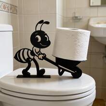 Ant-Shaped Roll Paper Holder, Toilet Paper Holder Bathroom Creative Ornaments, Multi-Functional Paper Towel Storage Crafts, Plastic Material (Excluding Paper Towels) - Black - View 4