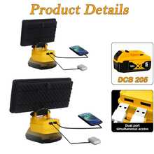 Outdoor Cordless LED Work Light (Batteries Not Included, Fixture Only), 8-Inch/5-Inch Outdoor Ambient Lighting, Compatible Only With DCB 205 Lithium Batteries, High-Brightness Emergency Floodlight With Dual USB Ports And Two-Level Brightness Adjustment, Portable Handheld Light, Compatible With Smartphones/Tablets, A Must-Have For Outdoor Adventures, Car Accessories Enthusiasts, And Gifts. - Đèn làm việc LED không dây ngoài trời - Xem 4