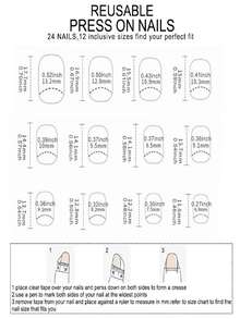 24片中性短方形美甲贴纸，酒红色纯色，亚克力按压式美甲贴，假指甲，美甲套装，全覆盖可卸，持久耐用，包含1张贴纸和1个迷你指甲锉 - 酒紅色 - 查看 2