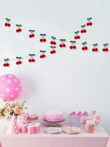 12件套樱花花环装饰，樱花生日装饰绒球，DIY绒球水果樱桃挂饰，樱桃绒球，DIY串珠花环，适用于卧室墙面装饰、节日派对房间及墙面装饰、生日/婴儿派对、教室/厨房墙面装饰，春夏家居装饰 - A - 查看 5