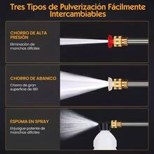 Lavadora a presión eléctrica inalámbrica portátil, con 2 baterías, cargador y accesorios completos. Pistola de lavado de alta presión con accionamiento automático, ideal para limpieza de coches, suelos, terrazas y múltiples superficies.300W - Negro - Ver 3