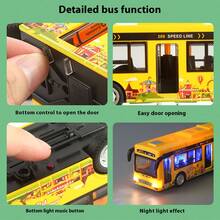1 Pc Openable Doors Built-In Lighting Music Simulated Bus Toys Interactive Toy Car Collection Educational Toy Boy Girl Birthday Gifts - Multicolor - View 5