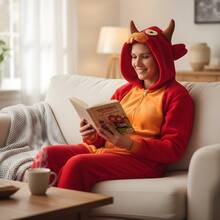 Adult Fox Hooded Kigurumi Pajama Suit - Red - View 8