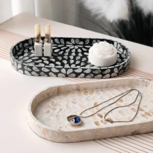 1pc Oval Modern Shell Tray, Surface Coated With Melted Paint - Suitable For Christmas, Halloween, Thanksgiving, Valentine's Day And Other Occasions - Multicolor - View 3