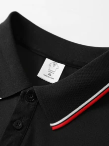 1 Áo Polo Nam, Màu Xanh Navy, Cổ Polo Tay Ngắn, Cổ Áo Viền Tương Phản, Chất Vải Thoáng Khí, Thấm Hút Mồ Hôi, Chống Xù Lông, Chống Nhăn, Dễ Bảo Quản, Thích Hợp Cho Trang Phục Công Sở, Đi Làm Hàng Ngày và Các Dịp Kinh Doanh Nhẹ. - màu đen - Xem 4