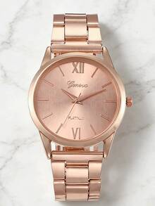 Set de 6 relojes de cuarzo elegantes y de moda para mujer, conjunto de relojes de estilo casual - Oro rosa - Ver 2