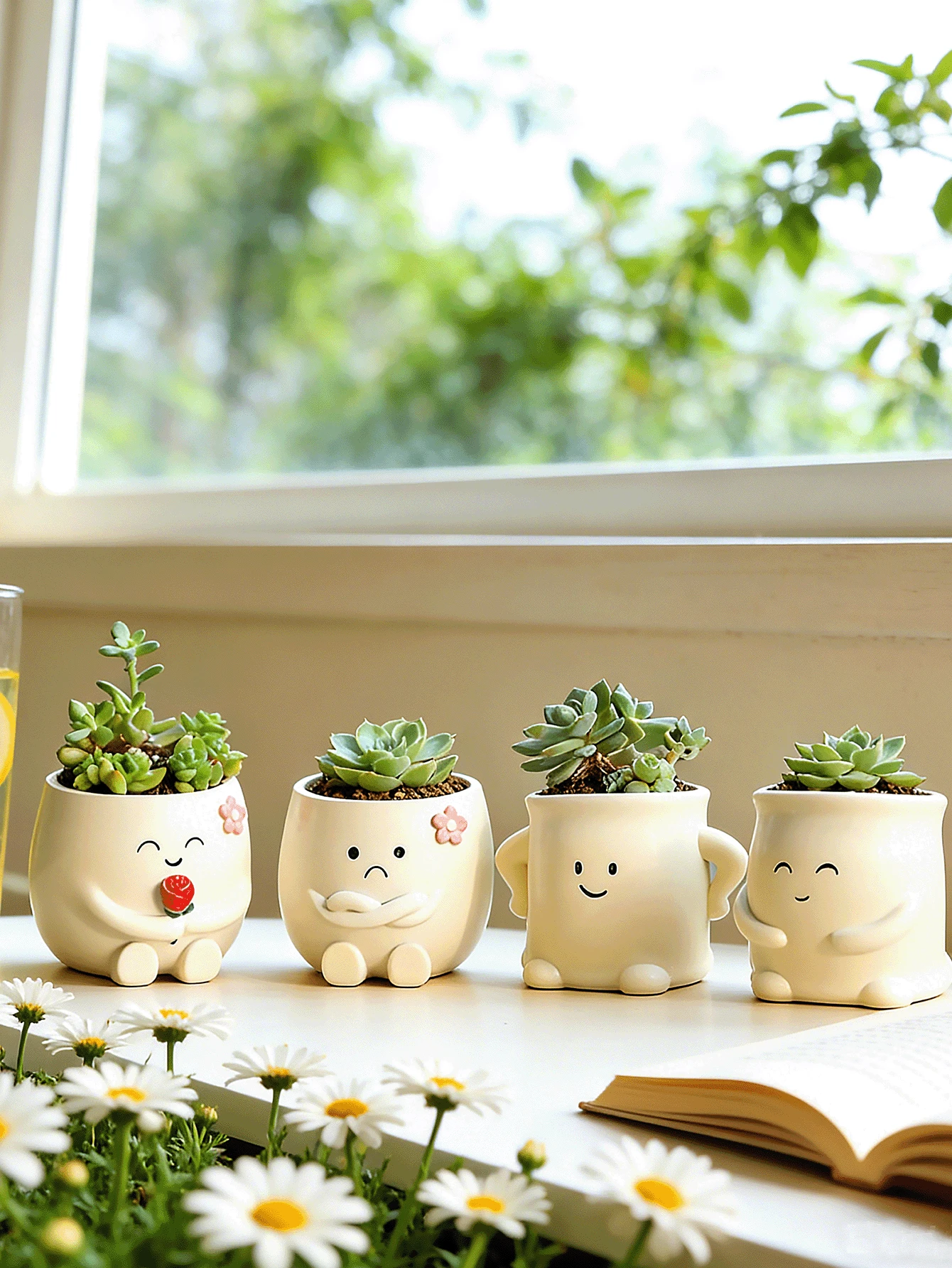 Chậu trồng cây hình mặt cười, thiết kế biểu cảm dễ thương, không có lỗ thoát nước, chậu hoa nhỏ ngộ nghĩnh, thích hợp cho cây mọng nước trong nhà, món quà độc đáo cho người yêu cây. - Nhiều màu - Xem 1