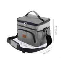 16L Large Capacity Leakproof Thermal Lunch Box, Large Picnic Hot And Cold Insulated Pack, Shoulder Bag - 黑色 - 查看 2