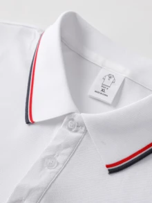 1件男士 Polo 衫，深藍色 Polo 領短袖 Polo 衫，對比飾邊領，透氣面料，吸汗，抗起球，抗皺，易打理，適合商務休閒、日常通勤和輕商務場合 - 白色 - 查看 9
