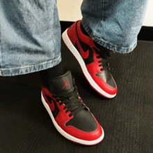 Nike 男鞋新款AJ1低筒休閒復古板鞋籃球鞋 - 紅色/黑色 - 查看 3