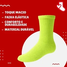 Meias Infantil Juvenil 29 ao 35 Criança Verde Neon Glow Poliamida Confortável Casual Esporte - 2 Pares - Visão 3