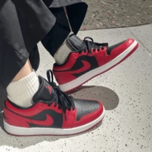 Nike 男鞋新款AJ1低筒休閒復古板鞋籃球鞋 - 紅色/黑色 - 查看 2