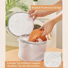 1/2pcs Heavy Duty Polyester Laundry Wash Bag, Washer Anti-Deformation Garment Protector, Fine Mesh Zipper Bag For Bras, Lingerie, Hosiery, Delicates, Multiple Sizes, Fits Standard Washing Machine, Durable, Extends Clothing Lifespan, White Honeycomb Mesh With Support Frame To Prevent Deformation - White - View 2